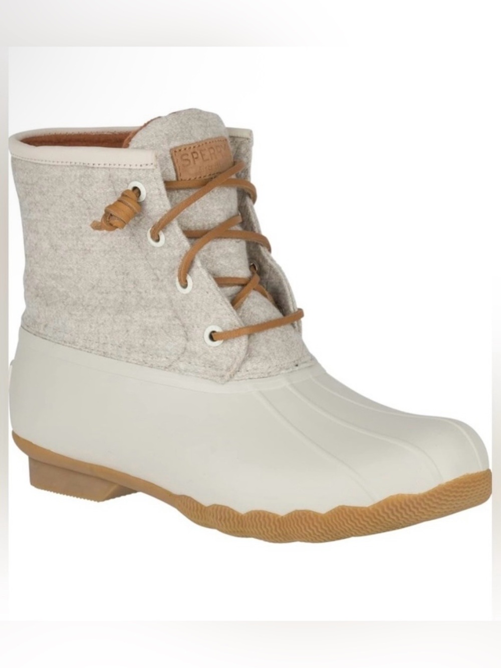Sperry Women’s Saltwater Wool Duck Boots Waterproof in Cream Size 8.5